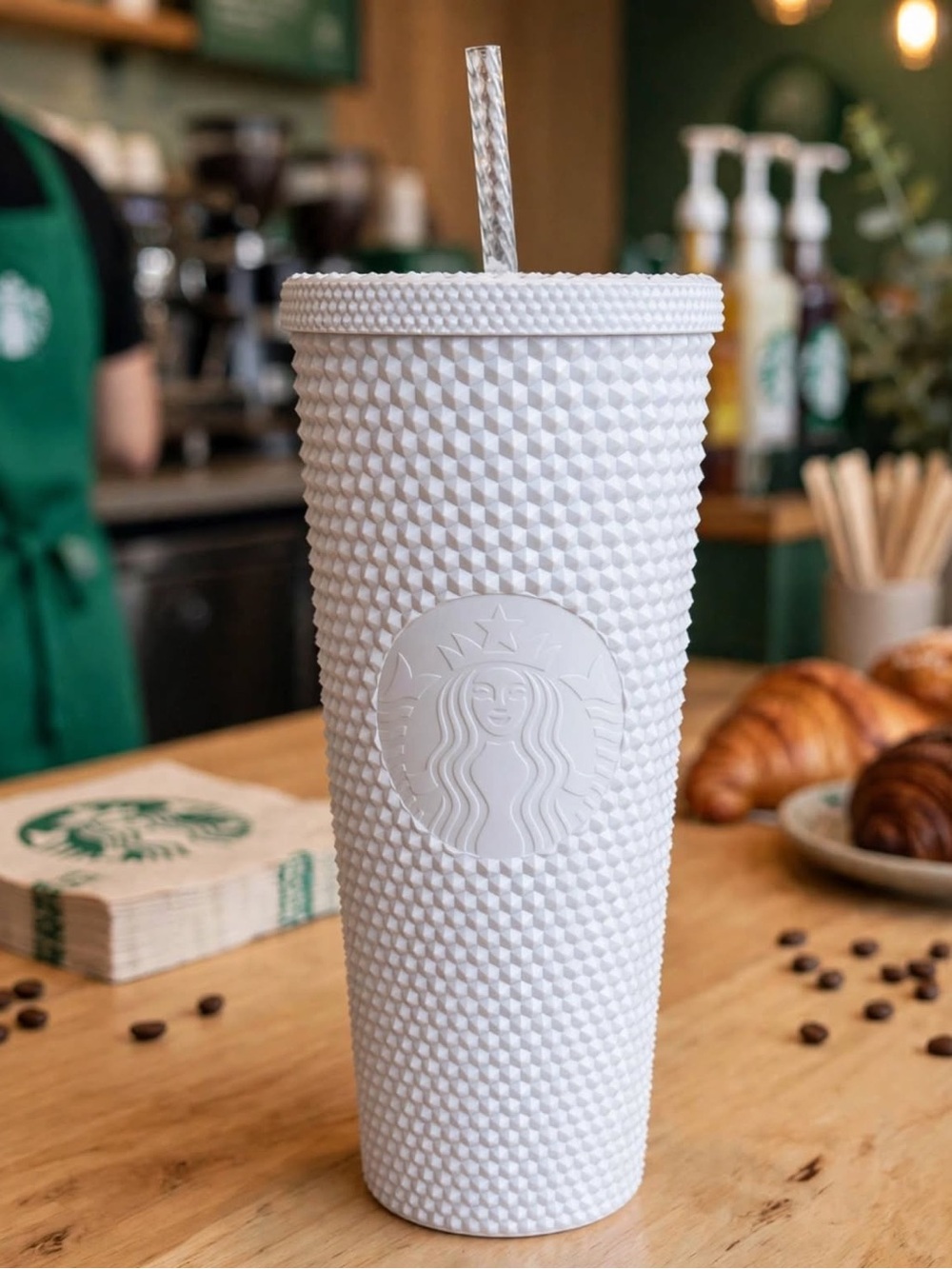 Starbucks Textured Tumbler with Straw - White NWT